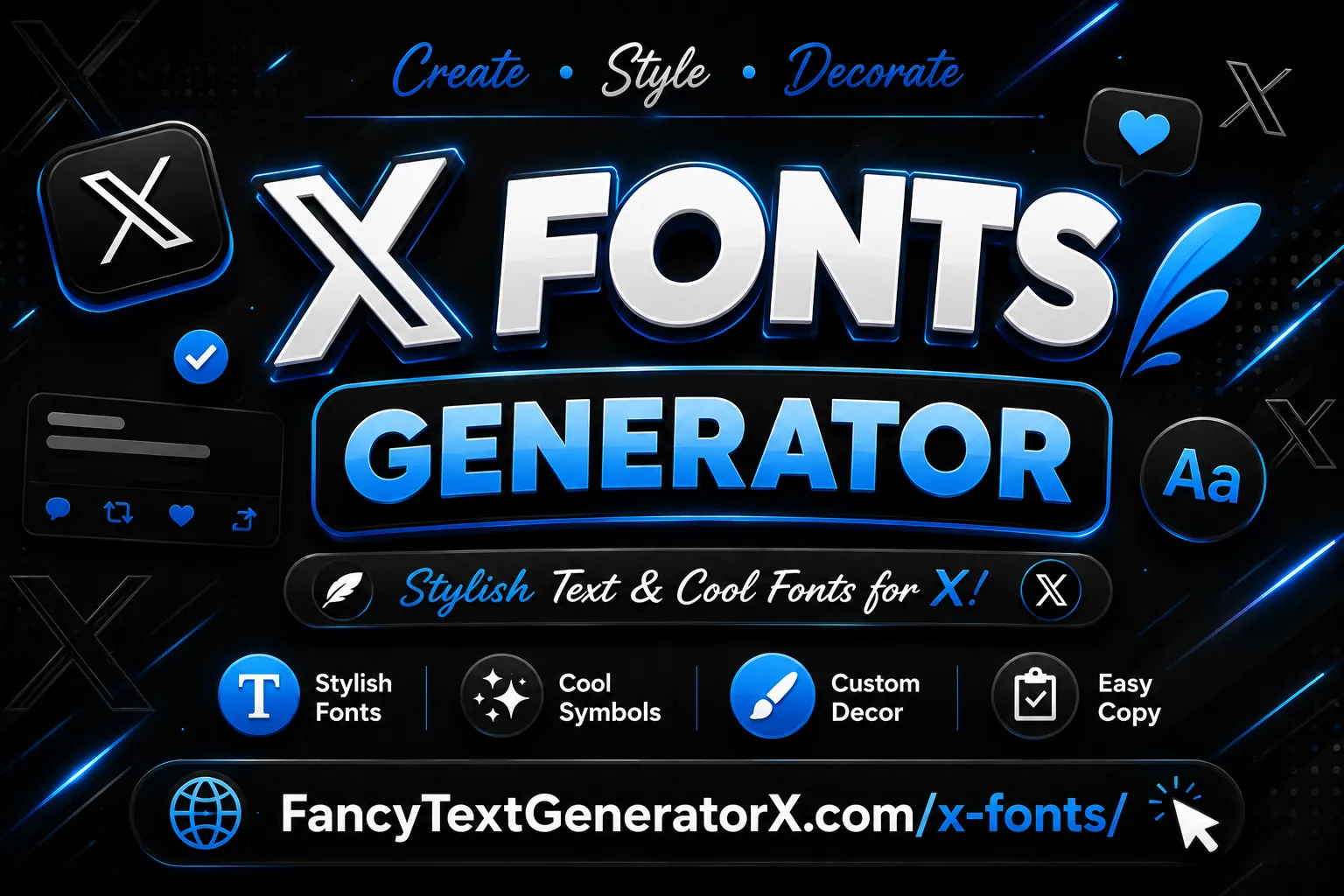 X Fonts Generator for stylish X names, bios, posts and replies